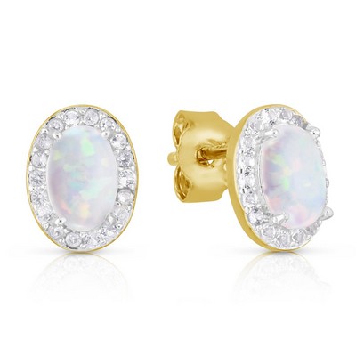Jilco Inc. Yellow Gold Vermeil Opal Earrings