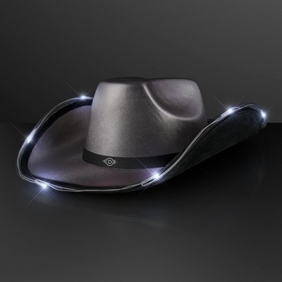 Light Up Dark Silver Cowboy Hat with Black Band - PRINTED