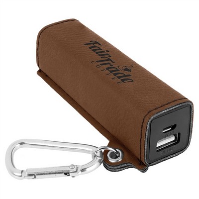 Dark Brown Leatherette 2200 mAh Power Bank with USB Cord