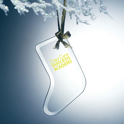 Beveled Jade Glass Ornament - Stocking