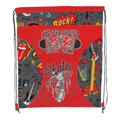 Sublimation Multi-Panel Polyester Drawstring Bag w/