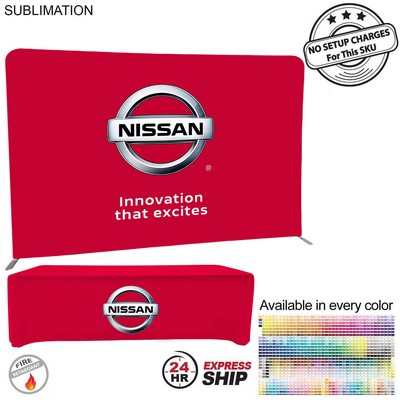 24 Hr Express Ship- Tradeshow Booth Package Supreme 10' EuroFit Display and 8' Sublimated Tablecloth