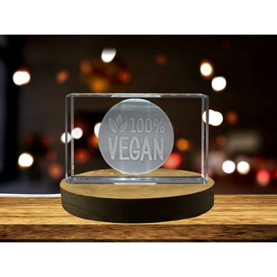 100% Vegan 3D Engraved Crystal Trophy w/LED Base