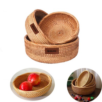 10.2" Round Rattan Fruit Basket