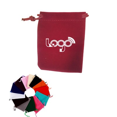 Drawstring Pockets Jewelry Flocked Pouches