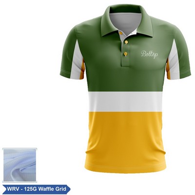 Sublimation Waffle Grid Short Sleeve Polo - Men, Women, Kids