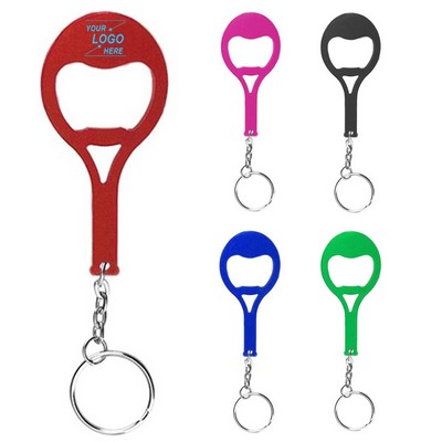 Tennis Racket Shaped Bottle Opener w/Keyring