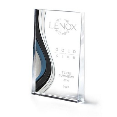 Large Optic Crystal Wedge with Colorful Wave Design (Blue)