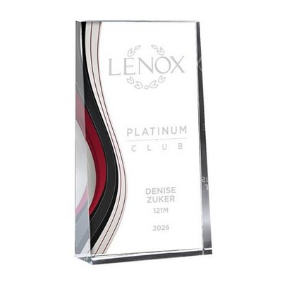 Extra Large Optic Crystal Wedge with Colorful Wave Design (Red)