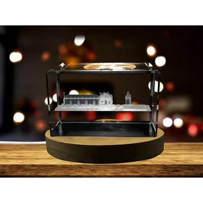 Château De Chenonceau 3D Engraved Crystal Keepsake Trophy Award w/LED Base