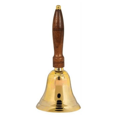 Brass School Bell with Wooden Handle