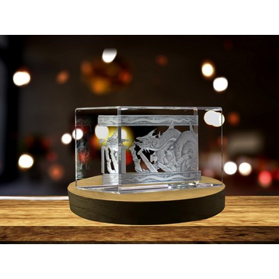 Colchian Dragon 3D Engraved Crystal Trophy Award w/LED Base Light