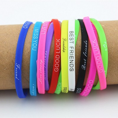 Custom 1/4'' x 8'' Dmbossed Printed Silicone Wristband