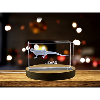 Crystal Trophy Award - Handcrafted Reptilian Art w/LED Base