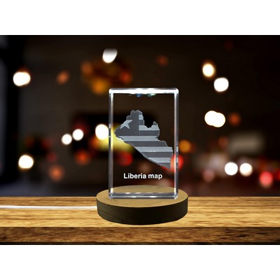 Liberia 3D Engraved Crystal Trophy Award w/LED Base