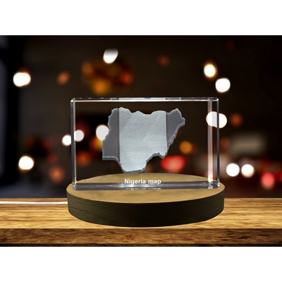 Nigeria 3D Engraved Crystal Trophy Award w/LED Base