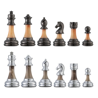Metal & Acrylic Chess Pieces, 3.5" king