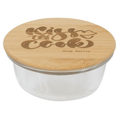 13 Oz. Round Glass Container w/Bamboo Lid