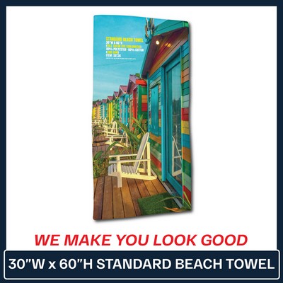 Standard | Beach Towel - 30"w x 60"h - (Full Color Dye Sublimated) | Decorated in the USA 320GSM