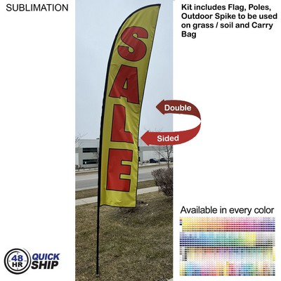 48 Hr Quick Ship - 15' Large Feather Flag Kit, Full Color Graphics Double Sided, Spike and Bag.