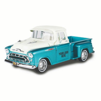 1957 Chevy 3100 Stepside Low Rider - Teal 1:24 Scale Diecast Model (u)