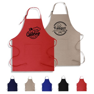 Adjustable Twill Bib Apron with 2 Pockets