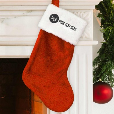 Embroidered Corporate Red Plush Stocking