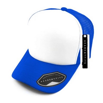 Academy Fits Foam Curve Trucker Snapback Hat w/White Panels