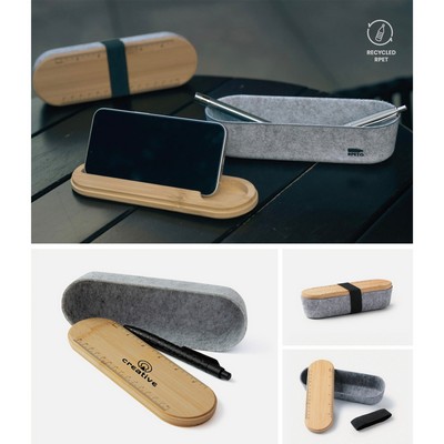 RPET Felt And Bamboo Lid Pencil Case