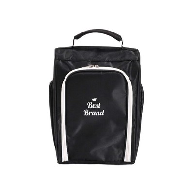Portable Black Golf Shoe Bag With Side Pockets