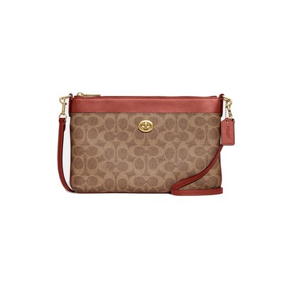 COACH Coated Canvas Signature Polly Crossbody - Tan Rust/Brass