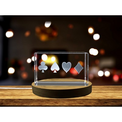 Game Card Symbols 3D Engraved Crystal Trophy Award w/LED Base Light