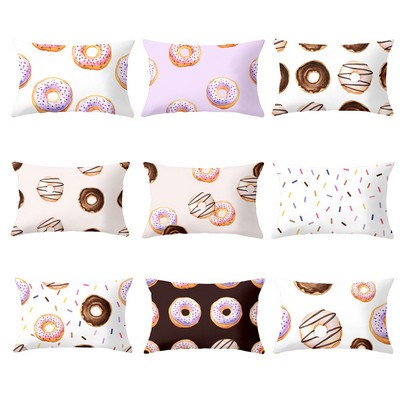 Full Printed 20 x 26" Premium Doughnut Polyester Short Plush Throw Pillowcase W/Hidden Zipper
