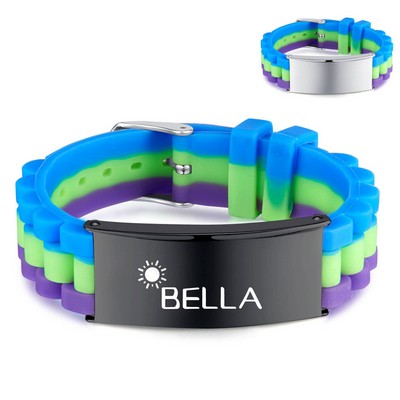 Silicone stainless steel multi-color bracelet