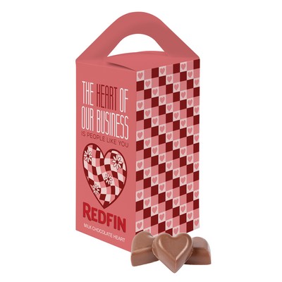 Tote box with 1oz Milk Chocolate Hearts