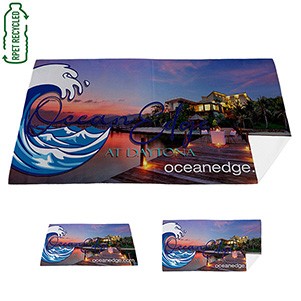 "AQUA" 30" x 60" Full Color Recycled RPET Waffle Weave Sand Free Beach/Yoga Towel