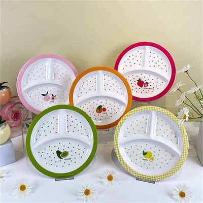 9.5" Round Melamine Kids 3 Division Quantitative Plate