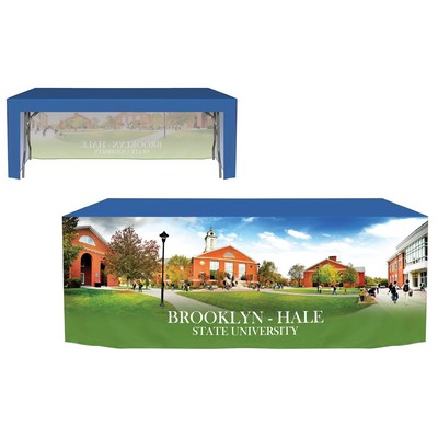 8' Fitted Open Back Table Cloth with Fully Dye Sublimated Logo