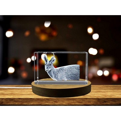 3D Muntjac Deer Engraved Crystal Sculpture - Gift for Nature Lovers
