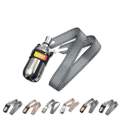 Leather Water Bottle Holder with Strap