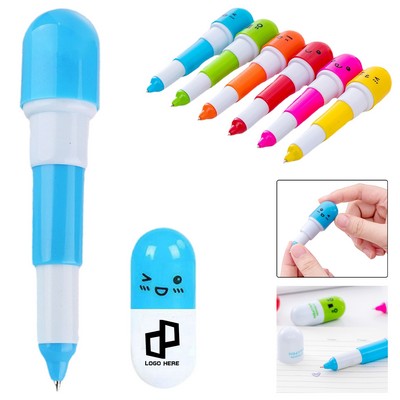 Telescopic Pill Shaped Ballpoint Pen