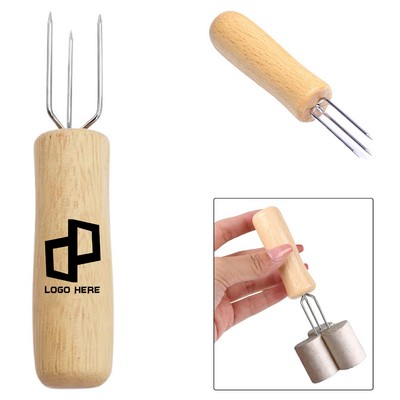 Stainless Steel Fruit Corn Fork W/ Wooden Handle