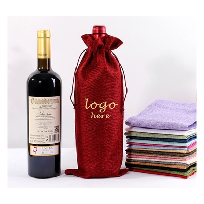 Customized Burlap Wine Tote Bag