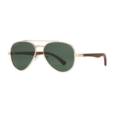 Mav Gold & Walnut Wood Polarized Sunglasses