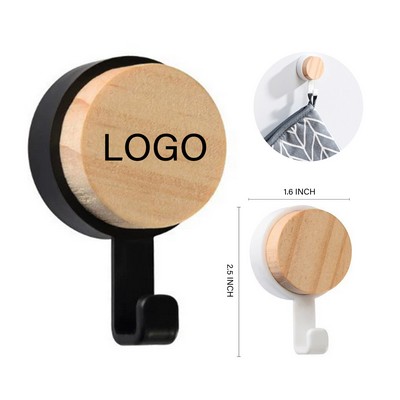 Round Wooden Self Adhesive Wall Mounted Hook