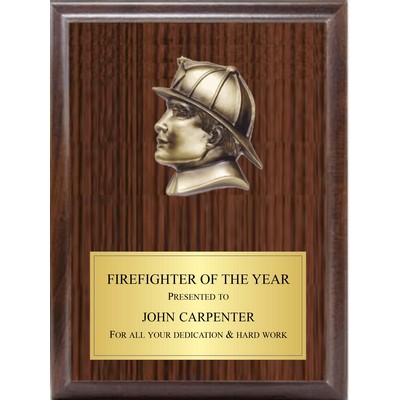5" Fireman Profile On Cherry Board