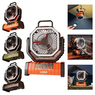 Rechargeable Camping Fan With Power Bank Function Led Light