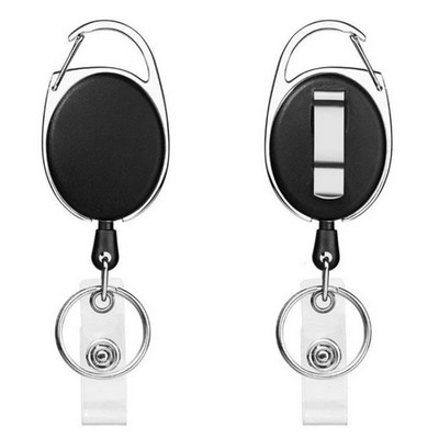 Heave Duty Retractable Badge Reels with Carabiner Belt Clip and Key Ring