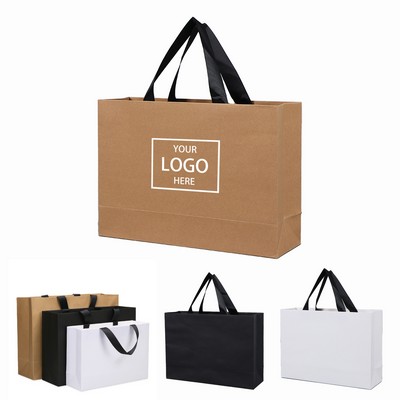 Kraft Shopping Bags w/Ribbon Handles