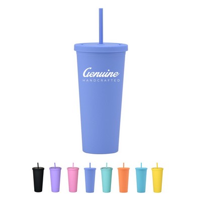 24oz Colorful Insulated Tumbler with Lid & Straw